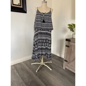 mlle gabrielle Sleeveless Halter Black & White Women's Sundress XL